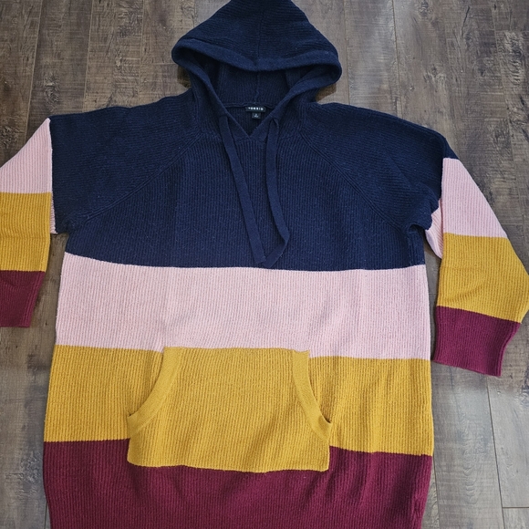 Torrid Size 2 Striped Hooded Sweater with Kangaroo Pocket - Picture 6 of 10